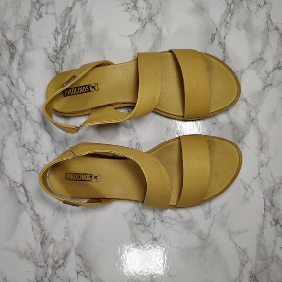 Pikolinos Yellow Leather Two Strap Sandals Size 41 - Picture 2 of 7